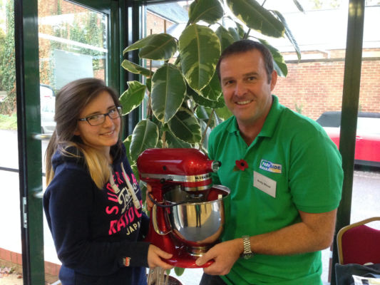 Louise Lam of Silsoe wins a KitchenAid food mixer in the Food Fair raffle